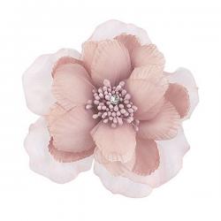 Fiore rosa antico con strass e molletta 1